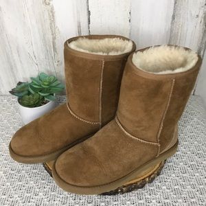 UGG Boots Tan Mid Calf Eva Sheepskin Sz 7 Chesnut